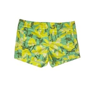 J. Crew Stretch Yellow and Blue Green Chino Shorts Size 2 Colorful Vibrant